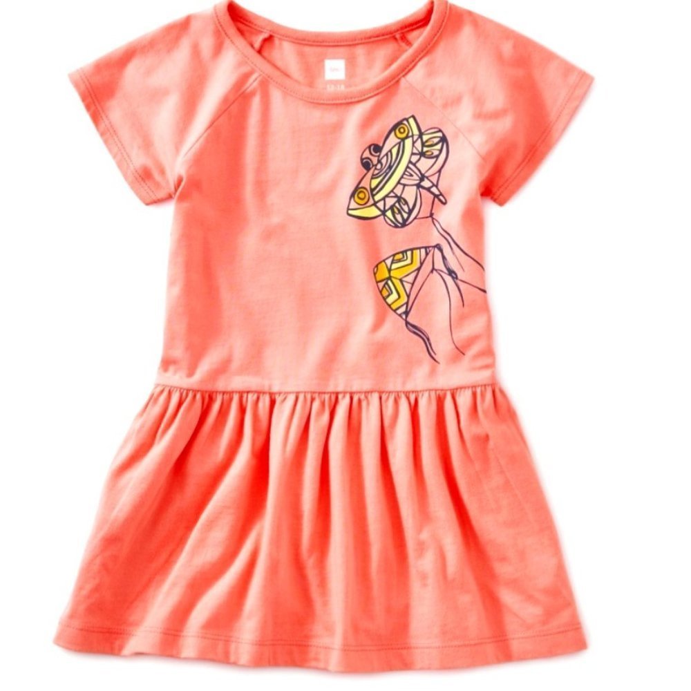 Tea collection NWT, baby girl's 6-9 mos pink kite raglan skirted baby dress.